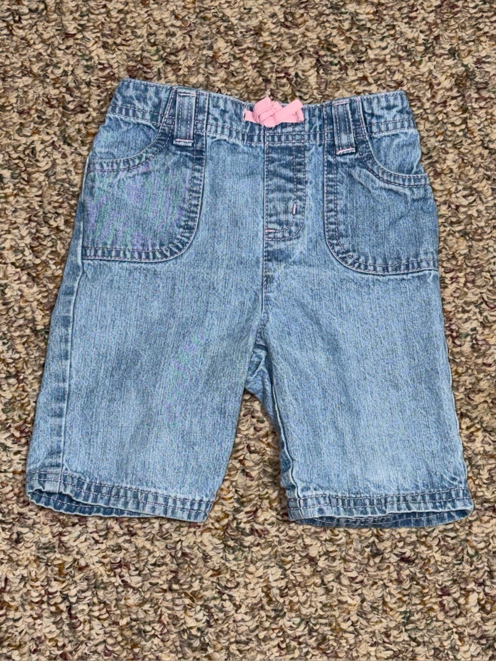 Girls toddler size 18 month Classic Denim Kids Shorts with Pink Bow